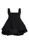 Sacai Mixed Media High-low Flare Top In Black