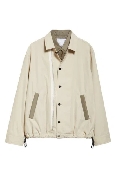 Sacai Mixed Media Jacket In Beige