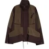 Sacai Mixed Media Jacket In Brown