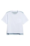 Sacai Mixed Media Jersey & Denim Pocket T-shirt In White