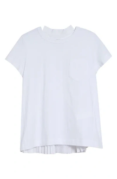 SACAI SACAI MIXED MEDIA PLEATED POPLIN & JERSEY POCKET T-SHIRT