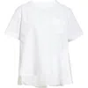 Sacai Mixed Media Poplin & Chiffon Top In Off White 151