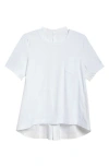 Sacai Mixed Media Poplin & Jersey Top In White/off White 104