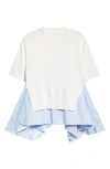 Sacai Contrast-panel Top In White/blue