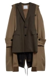 SACAI SACAI MIXED MEDIA TRENCH COAT