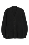 Sacai Mixed Media Wool Cardigan In Black