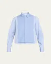 Sacai Mixed Stripe Poplin Button-down Shirt In Blue