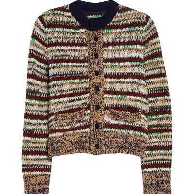 Sacai Mixed Yarn Cotton Blend Cardigan In Brown