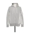 Sacai Panelled Hoodie In Gray