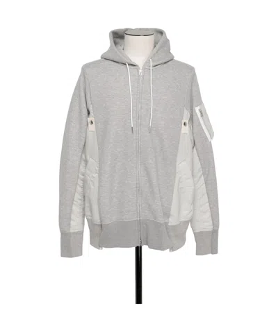 SACAI SACAI PANELLED ZIP-UP HOODIE