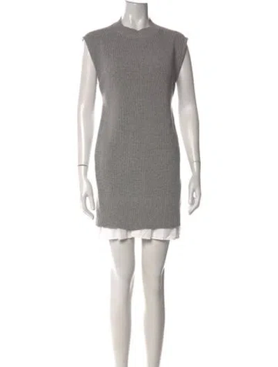 Pre-owned Sacai Mock Neck Knee-length Dress In Grey