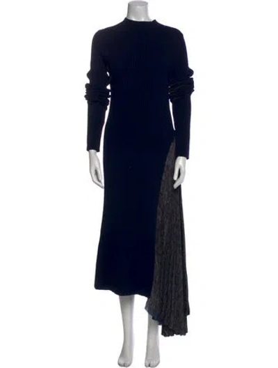 Pre-owned Sacai Mock Neck Long Dress In Blue