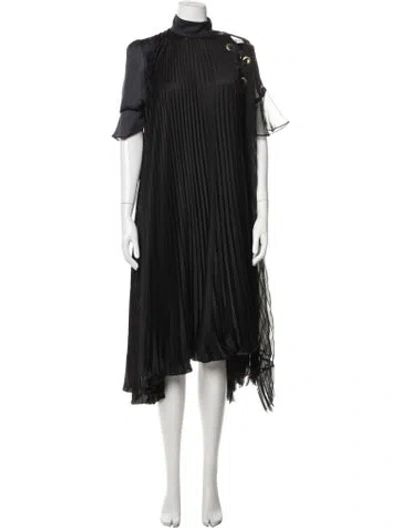 Pre-owned Sacai Mock Neck Midi Length Dress In Black