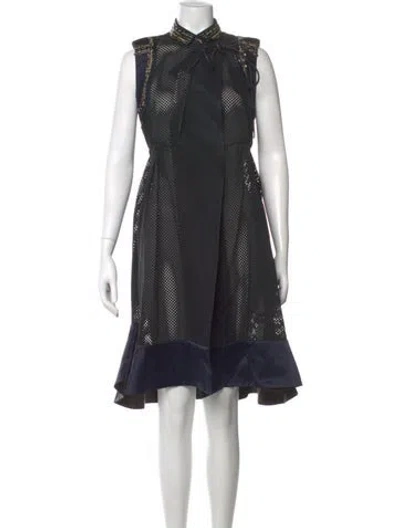 Pre-owned Sacai Mock Neck Midi Length Dress In Blue