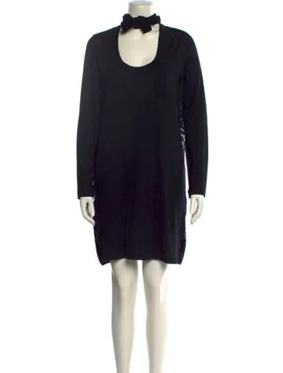 Pre-owned Sacai Mock Neck Mini Dress In Black