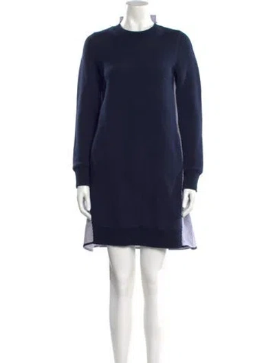 Pre-owned Sacai Mock Neck Mini Dress In Blue