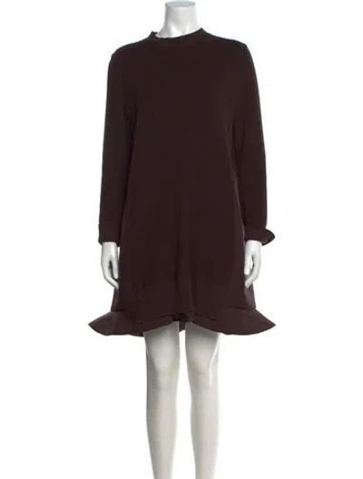 Pre-owned Sacai Mock Neck Mini Dress In Brown