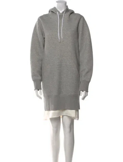 Pre-owned Sacai Mock Neck Mini Dress In Gray