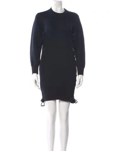 Pre-owned Sacai Mock Neck Mini Dress In Gray