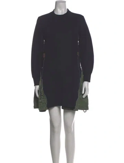 Pre-owned Sacai Mock Neck Mini Dress In Gray