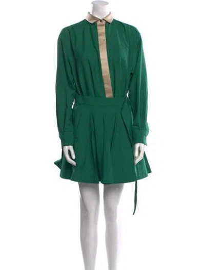 Pre-owned Sacai Mock Neck Mini Dress In Green