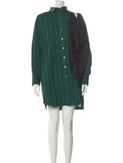 Pre-owned Sacai Mock Neck Mini Dress In Green