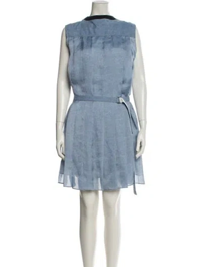 Pre-owned Sacai Mock Neck Mini Dress W/ Tags In Blue