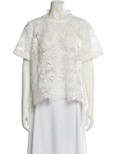 Pre-owned Sacai Mock Neck Short Sleeve Blouse In White