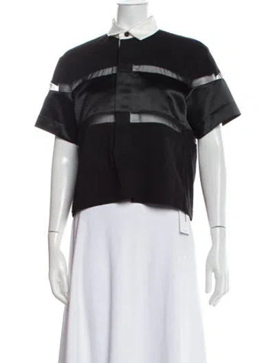 Pre-owned Sacai Mock Neck Short Sleeve Crop Top In Black