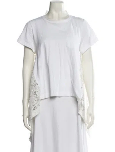 Pre-owned Sacai Mock Neck Short Sleeve T-shirt In White