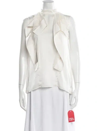 Pre-owned Sacai Mock Neck Sleeveless Blouse In White