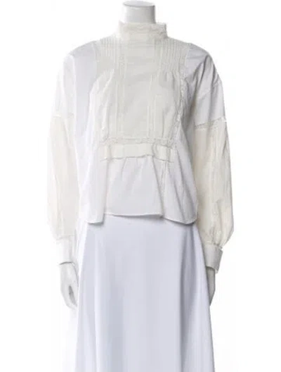 Pre-owned Sacai Mock Neck Three-quarter Sleeve Crop Top In White