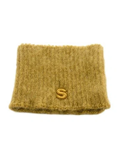 Pre-owned Sacai Mohair Embroidered Head Wrap In Green