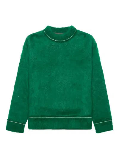 Sacai Mohair Knitted Sweater In Green