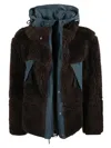 Sacai High-collar Hooded Wool Jacket In Multi