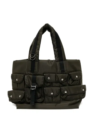 Sacai Multi-pocket Tote Bag In Green
