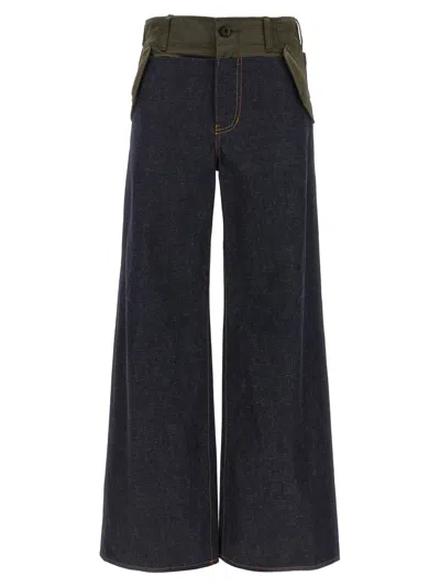 Sacai Multicolor Denim Jeans In Blue