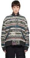Sacai Multicolor Eric Haze Edition Jacquard Bomber Jacket In 551 Green
