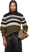 Sacai Multicolor Horizontal Stripe Knit Pullover Sweater In Blue