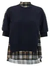 Sacai Knitted Panel Shirt Shirt And Blouse Multicolor In Multi