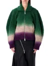 Sacai Multicolor Knitted Wool Bomber Cardigan In Multi