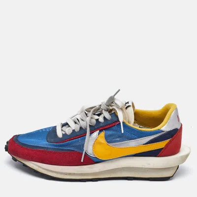 Pre-owned Sacai Multicolor Mesh And Leather Ldwaffle Varsity Blue Sneakers Size 46