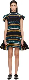 Sacai Multicolor Mesh Knit Minidress In 001 Black