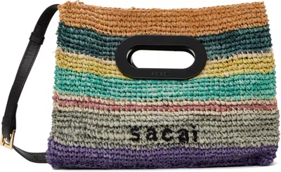 SACAI MULTICOLOR RAFFIA NEW SHOPPER SMALL BAG