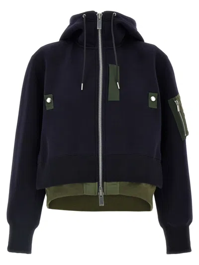 Sacai Multicolor Sponge Hoodie In Blue