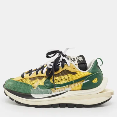 Pre-owned Sacai Multicolor Suede And Mesh Vaporwaffle Tour Yellow Stadium Green Sneakers Size 39
