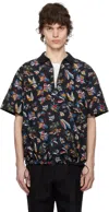 Sacai Car Race Tropical Shirt In Rayon And Cotton In 895 Black (tropical)