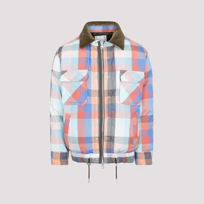 SACAI MULTICOLORED PLAID PADDED BLOUSON