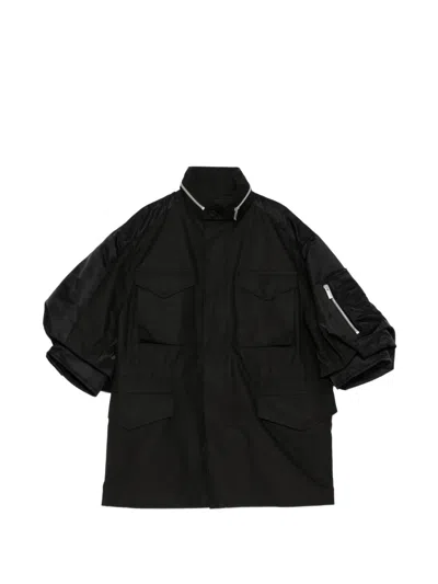 Sacai Multi-pocket Short-sleeve Jacket In Animal Print