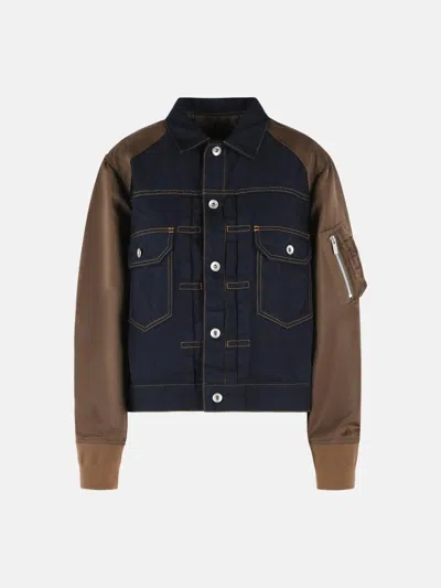 Sacai Cotton Polyester Jacket Front And Side Pockets In Black